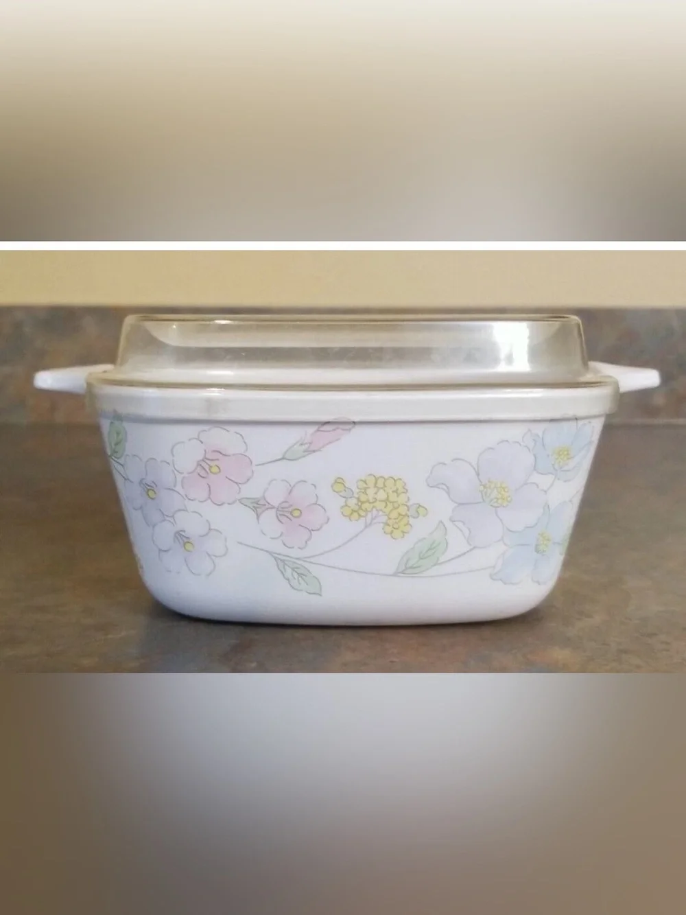 Corning Ware Vintage Square Petite Pastel Bouquet Pattern P-43-B
